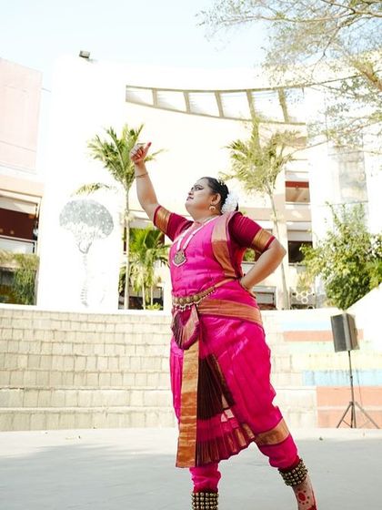 A powerful Bharatanatyam performance on the open-air stage. Our festivals celebrate the rich diversity of India's performing arts.