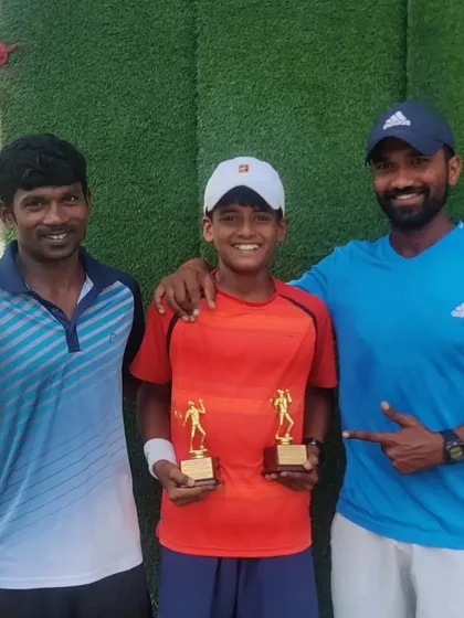 The coaching team with Rishikesh Mane celebrating his two podium finishes at the Jhajjar National Series.