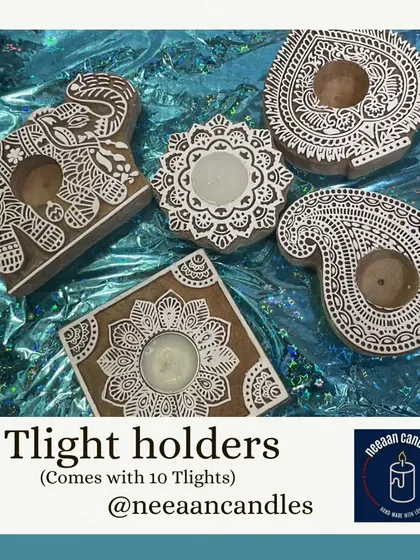 Our T-light holders come with 10 T-lights and feature beautiful traditional designs like elephants and paisleys.