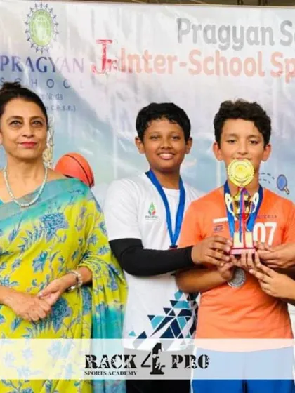 Our talented badminton player, Pulkit Sugara, receiving his silver medal at the Badminton Inter-School Tournament. We are proud of his outstanding performance and dedication.