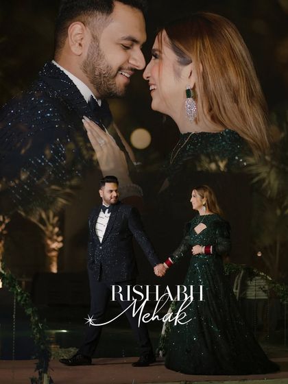 A creative double-exposure style portrait of the couple from their reception. It blends a walking shot with a close-up, creating a dreamy and artistic representation of their love.