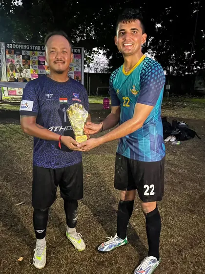Our goalkeeper receiving the Best Goalkeeper award.