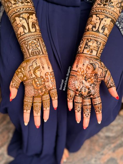 A close-up of the bride and groom portraits, showcasing the fine lines and shading techniques I use to capture their likeness.