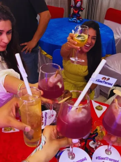 This is what it's all about: creating moments of joy and connection. Seeing guests toast and celebrate with our custom drinks is the best part of our job. We cater to all kinds of parties, including this fun-filled birthday.