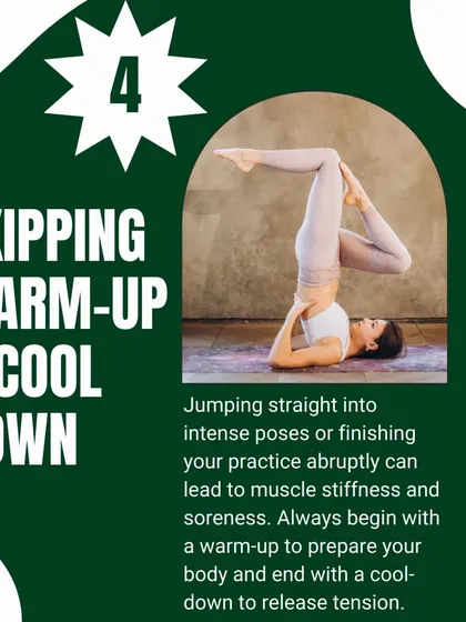 Mistake #4: Skipping warm-up and cool-down. Always prepare your body and release tension afterward.