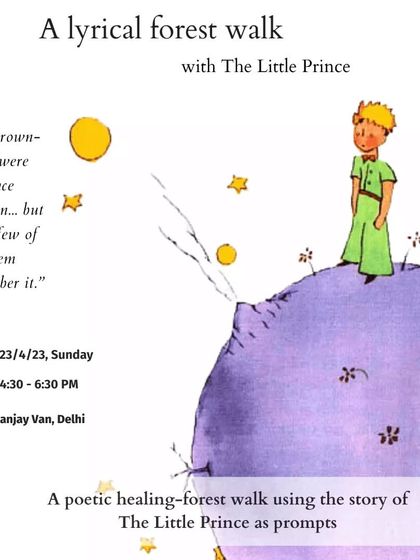 "All grown-ups were once children... but only few of them remember it." This poster for The Little Prince walk serves as a gentle reminder to reconnect with our inner child, using the story's magic to guide our forest exploration.
