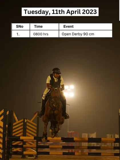 The schedule for our Open Derby event. We offer a variety of exciting competition formats, including night events under our arena lights.
