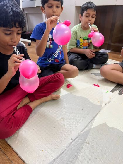 Learning about air pressure by inflating balloons. This hands-on activity allows kids to physically feel and see the principles of physics at work.