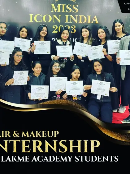 A group of our certified students celebrating their successful internship at Miss Icon India 2023. These events are a core part of our curriculum, bridging the gap between classroom learning and a professional career.