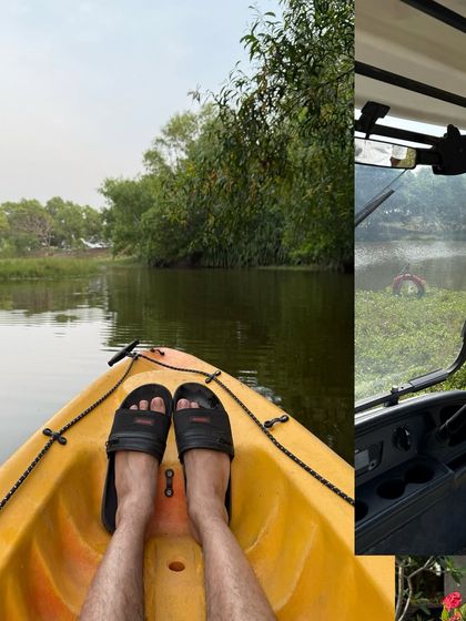 Kayaking on the backwaters of Pondicherry, a moment of pure escape and tranquility.