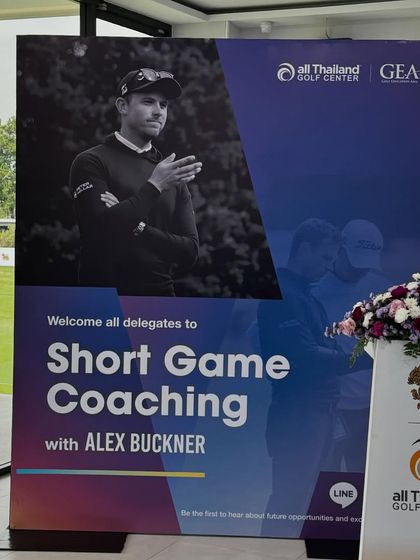 The welcome banner for the Short Game Coaching seminar. We actively seek out these opportunities for our team's professional development.