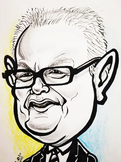 A tribute caricature of the German Finance Minister who tragically passed away as the coronavirus pandemic hit the economy.