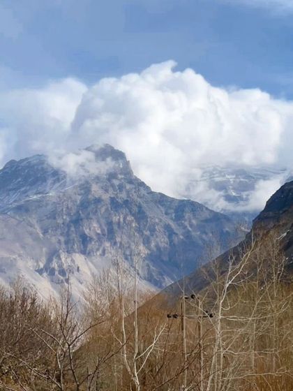 A cloudy mountain peak in Spiti, capturing the moody and ever-changing weather of the Himalayas.