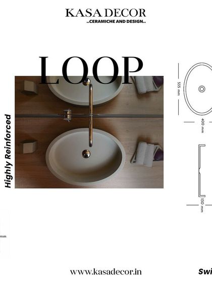 The 'Loop' oval concrete basin. This highly reinforced design provides a classic, elegant shape that is both durable and sophisticated.