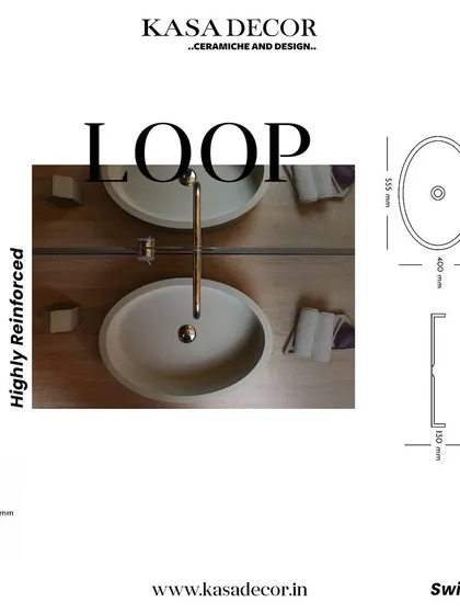 The 'Loop' oval concrete basin. This highly reinforced design provides a classic, elegant shape that is both durable and sophisticated.