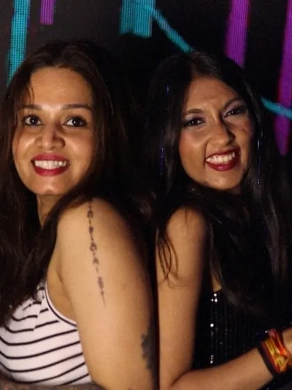 Back to back with a friend at a gig in Bahrain. The smiles say it all, we were having an amazing time sharing the music.