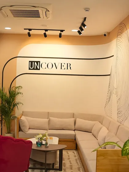 The cozy waiting lounge at our Noida clinic, where you can relax before your appointment.
