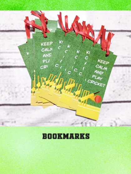 These "Keep Calm and Play Cricket" bookmarks are a great small favor for book-loving cricket fans.