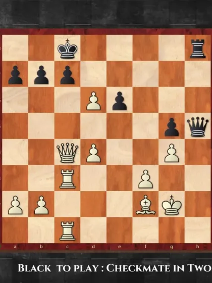 A tricky position where Black has a forced checkmate in two. This puzzle tests your ability to spot threats and coordinate your pieces.