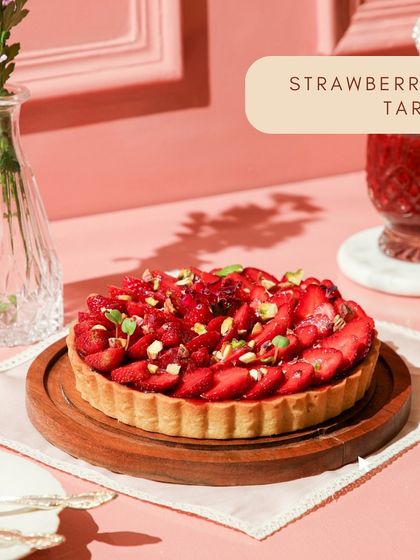 A graphic showcasing our classic Strawberry Tart as part of our special winter menu.
