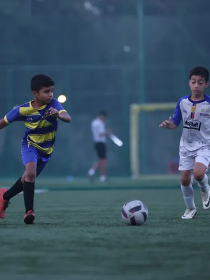 Players competing for the ball during our internal Champions League.