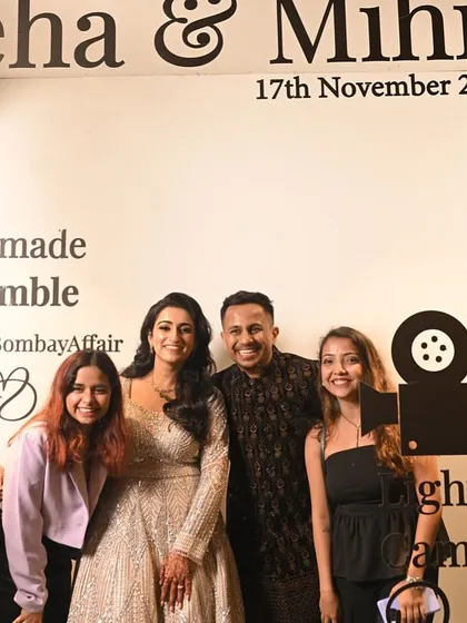 From the first Zoom call to the sangeet night. A picture with the happy couple who made every step of the project smooth and joyful.