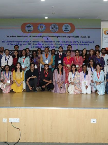 A group photo with the bright and enthusiastic postgraduate students I had the privilege of training at the Dermatosurgery workshop at JIPMER.
