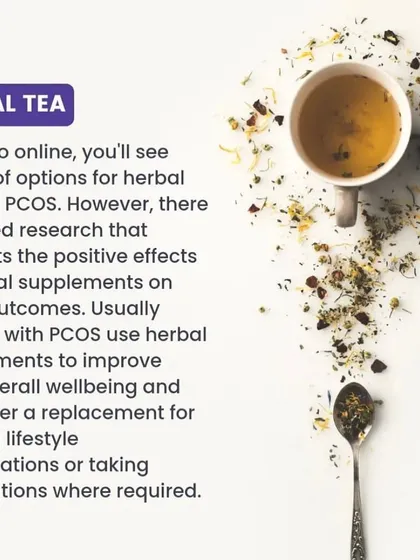 Information on herbal teas for PCOS, emphasizing that they are not a primary treatment method.