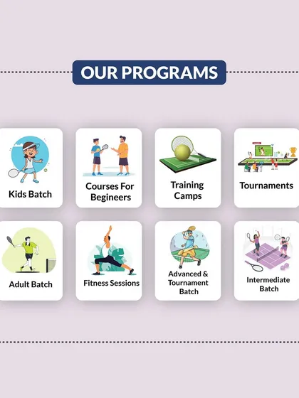 We offer a comprehensive range of programs, including dedicated batches for kids and adults, beginner courses, training camps, fitness sessions, and advanced tournament preparation.