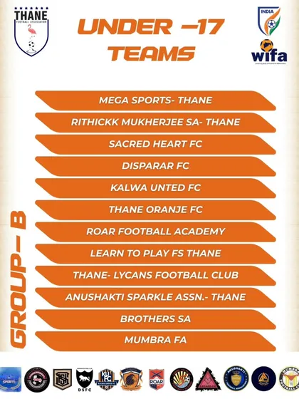 The official group draw for the Under-17 teams in the Thane Youth League 2025-26.
