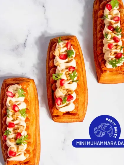Planning a party? I've got you covered. My party platters, like these Mini Muhammara Danish, are perfect for any gathering and can be ordered in bulk for a hassle-free, delicious spread.