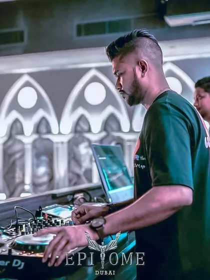 Another angle from my set at Epitome, Dubai, focused on me working the multi-deck setup.