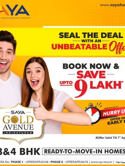 Seal the deal with an unbeatable offer. For a limited time, we offered early buyers the chance to book a 3 or 4 BHK ready-to-move-in home and save up to 9 Lakh.
