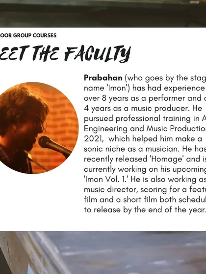 Meet Prabahan (Imon), the faculty for our Songwriting and Music Production course. He has over 8 years of experience as a performer and producer.