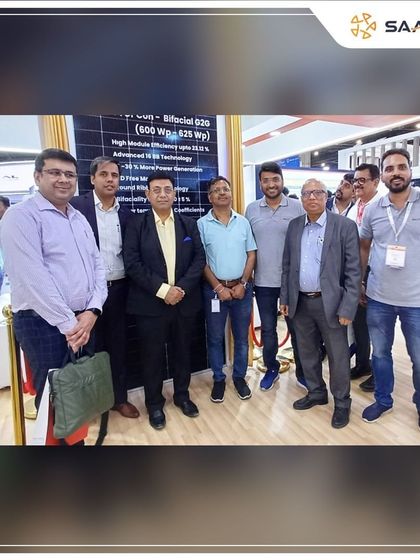 Welcoming esteemed guests to our booth to see our newly launched N-TOPCon G12 R modules at REI 2024.