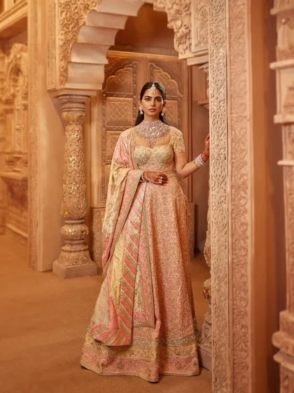 A moment of pure elegance. Here, I styled a client in a breathtaking Abu Jani Sandeep Khosla anarkali. My work often involves collaborating with India's top designers to source the perfect couture piece for a high-profile event.