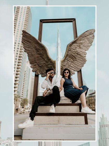 A framed version of the iconic Wings of Mexico sculpture shot, perfect for sharing on social media.