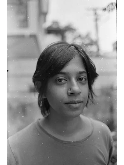 A beautiful film portrait with a soft focus and visible grain, characteristics that many artists love about the analog medium.