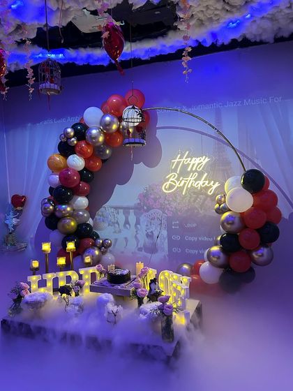 The same lounge with the smoke effect turned on, transforming the space into a magical, dream-like wonderland.