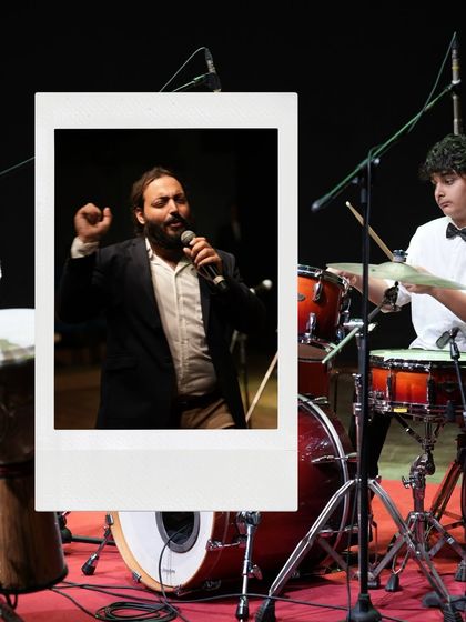 A snapshot of our vocal teacher and a student drummer performing together at 'Joie De Vivre'. Our teachers often perform alongside students, creating a professional and inspiring experience.