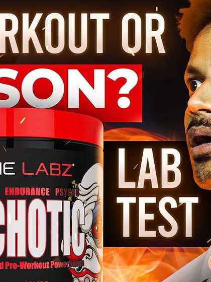 Coming Tomorrow: Pre-Workout or Poison? An announcement image for the upcoming Psychotic pre-workout lab test video.