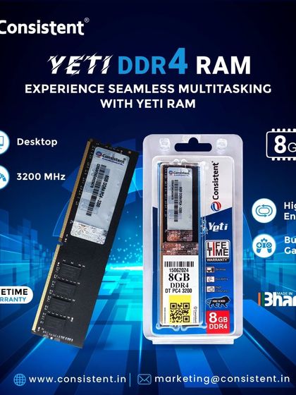 Supercharge your system with DDR4 RAM. Our Yeti series is designed for gamers and professionals who need lightning-fast speeds and enhanced efficiency for demanding tasks, all backed by a lifetime warranty.