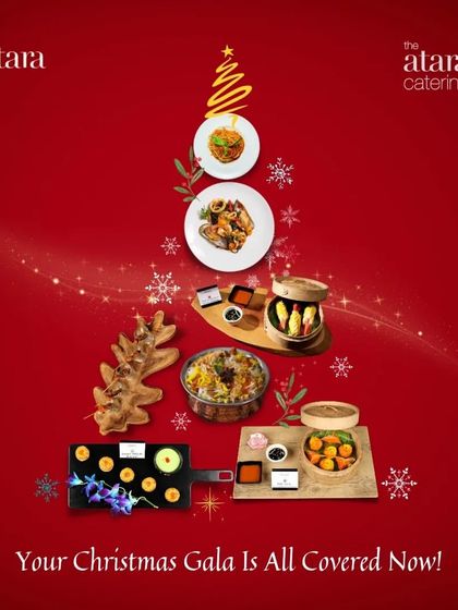 Your Christmas Gala is all covered. This creative graphic shaped like a Christmas tree features a variety of our dishes, showcasing our special festive menu.