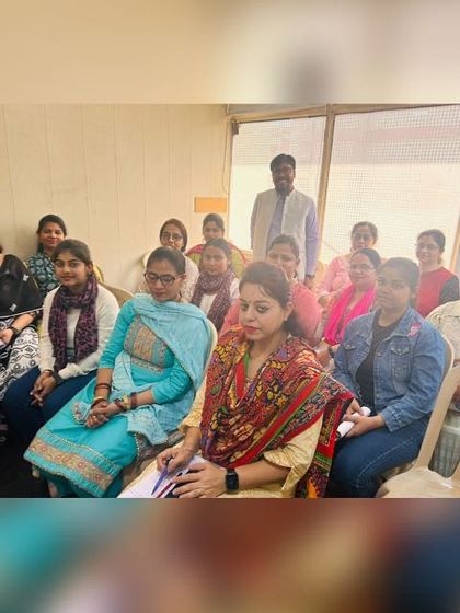 A group of our trainees during the NSDC official's visit. This shows our active training environment and the community of learners we are building.