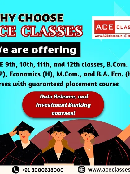 We provide comprehensive coaching for a wide range of academic and professional courses. Our offerings include classes for CBSE 9th to 12th, B.Com, M.Com, and specialized courses in Data Science and Investment Banking.