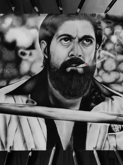 Capturing the raw intensity of Rocky Bhai from KGF. I spent 92 hours on this A3-sized charcoal and graphite piece to get every detail right, from the look in his eyes to the smoke from the cigarette.