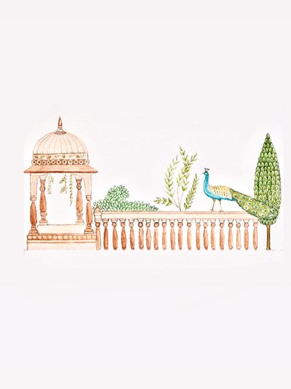 The original watercolor illustration painted by the groom, which served as the inspiration for the entire wedding suite. I love collaborating with couples to incorporate such personal touches into their stationery.