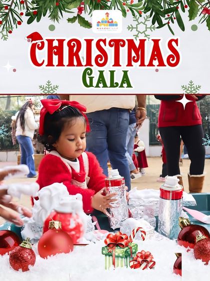 Getting creative with Christmas crafts. This little one is having fun with a messy, hands-on activity, creating a special keepsake to take home for the holidays.