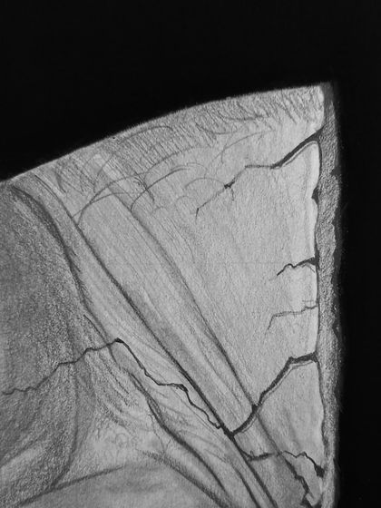 A detail shot of the cracked texture on the hand. This was meant to symbolize how time can wear us down.