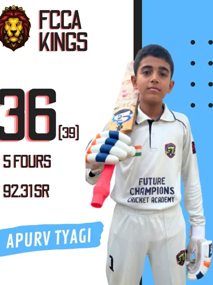 A graphic celebrating Apurv Tyagi's contribution of 36 runs.